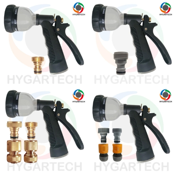 Metal 8-Pattern Garden Hose Nozzle with Rear-Trigger Control